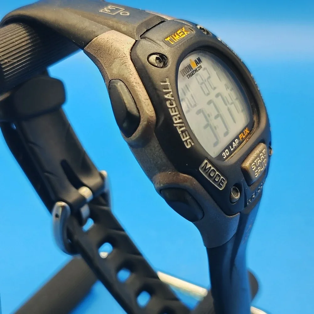 Vintage 2003 Timex Expedition Triathlon Flix 36mm Mens Quartz Sport Watch 100m